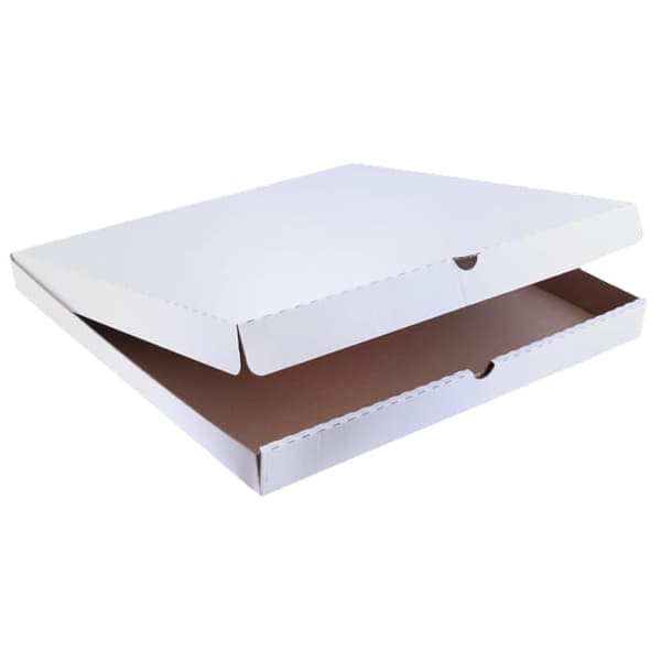 Krabica na pizzu z vlnitej lepenky biela/hnedá – ostrý roh