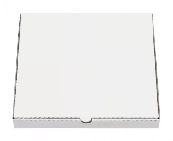 Krabica na pizzu z vlnitej lepenky biela/hnedá – ostrý roh